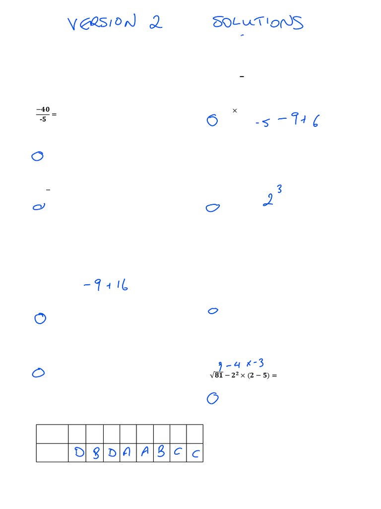 2024 Integers and Indices CAT VERSION 2 SOLUTIONS | PDF