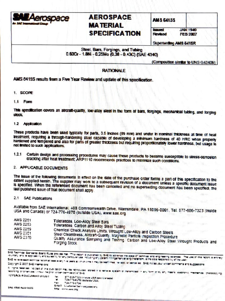 AMS 6415 Material Specification Overview | PDF | Metals | Materials