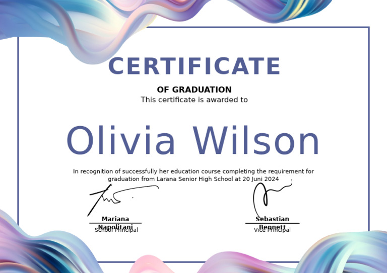 White Blue Modern Minimalist Graduation Senior High School Certificate ...