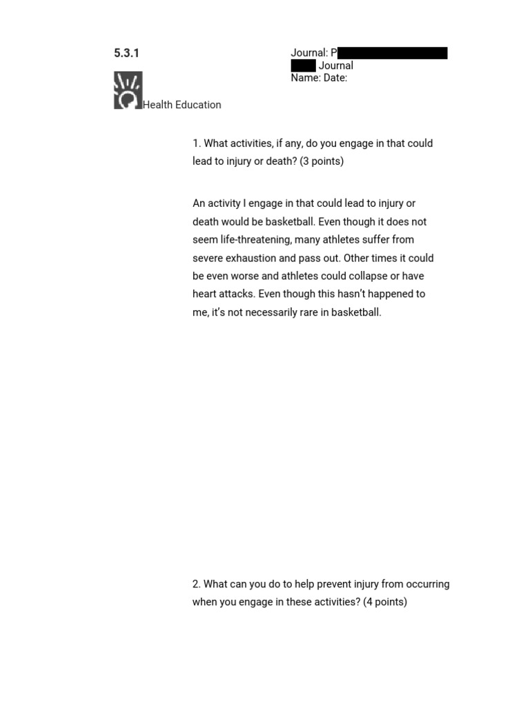 5.3.1 Journal - Personal Susceptibility To Injury (Journal) | PDF ...