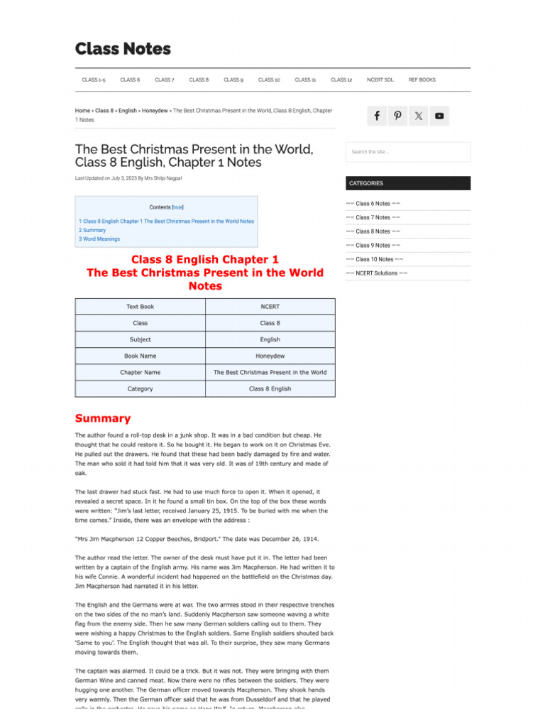 Screencapture Classnotes Org in Class 8 English 8 Honeydew Best ...