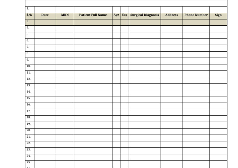 Patient Surgical Record Template | PDF