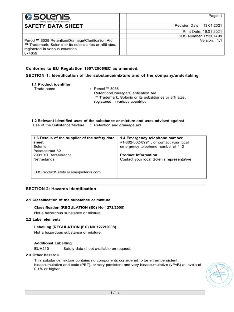 Percol 8038 | PDF