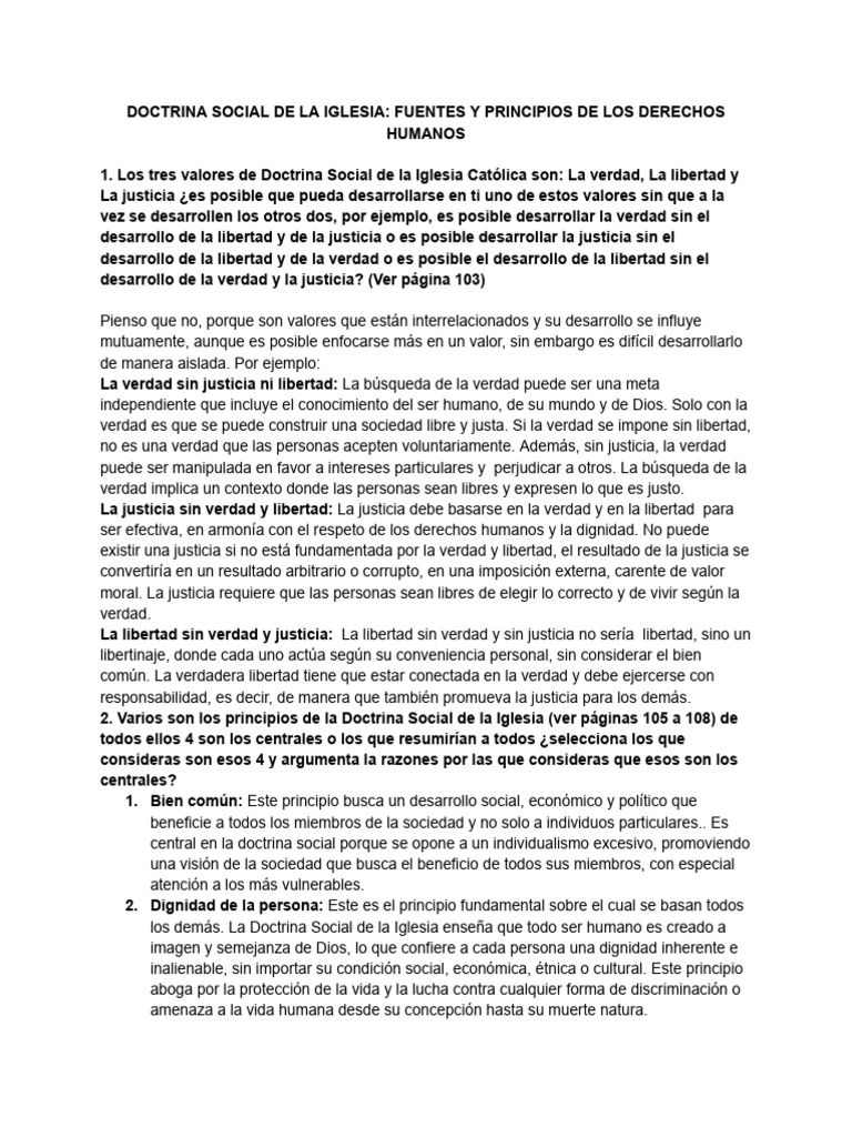 Derechos Humanos en la Doctrina Social Católica | PDF | Justicia ...