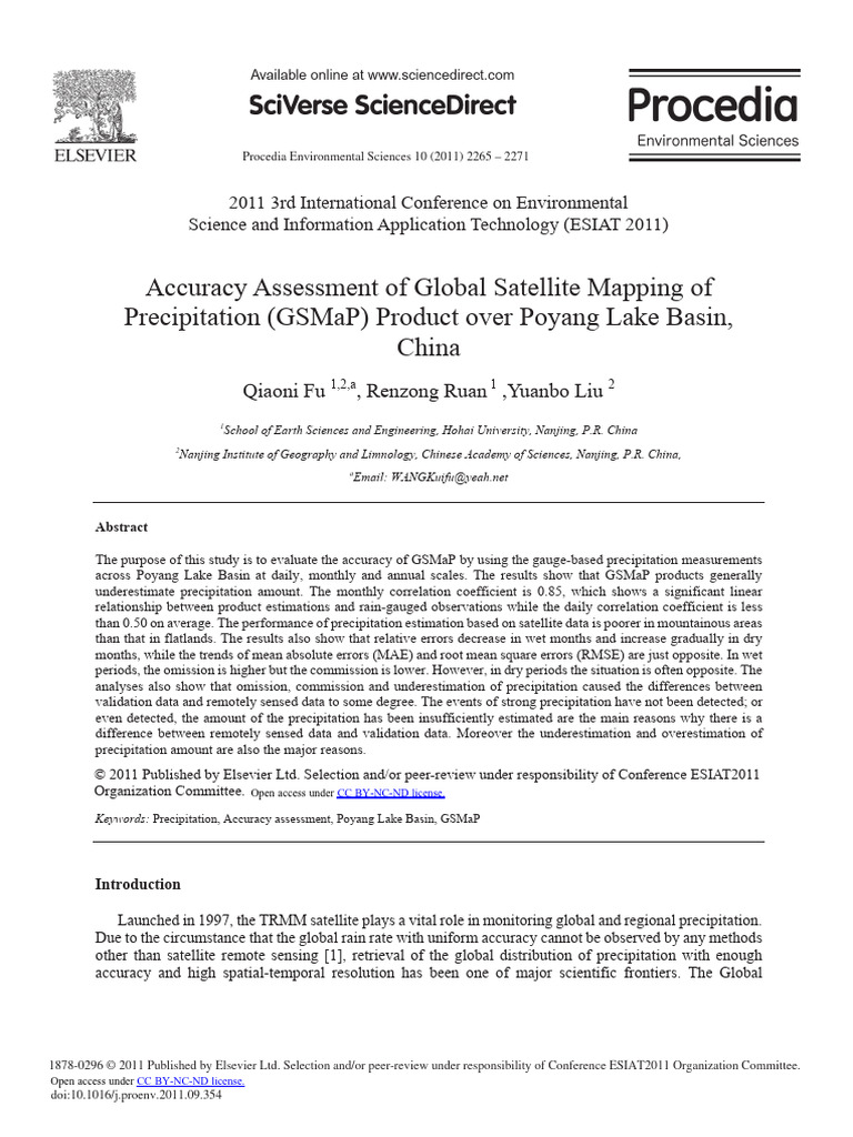GSMaP Accuracy in Poyang Lake Basin | PDF | Precipitation | Remote Sensing