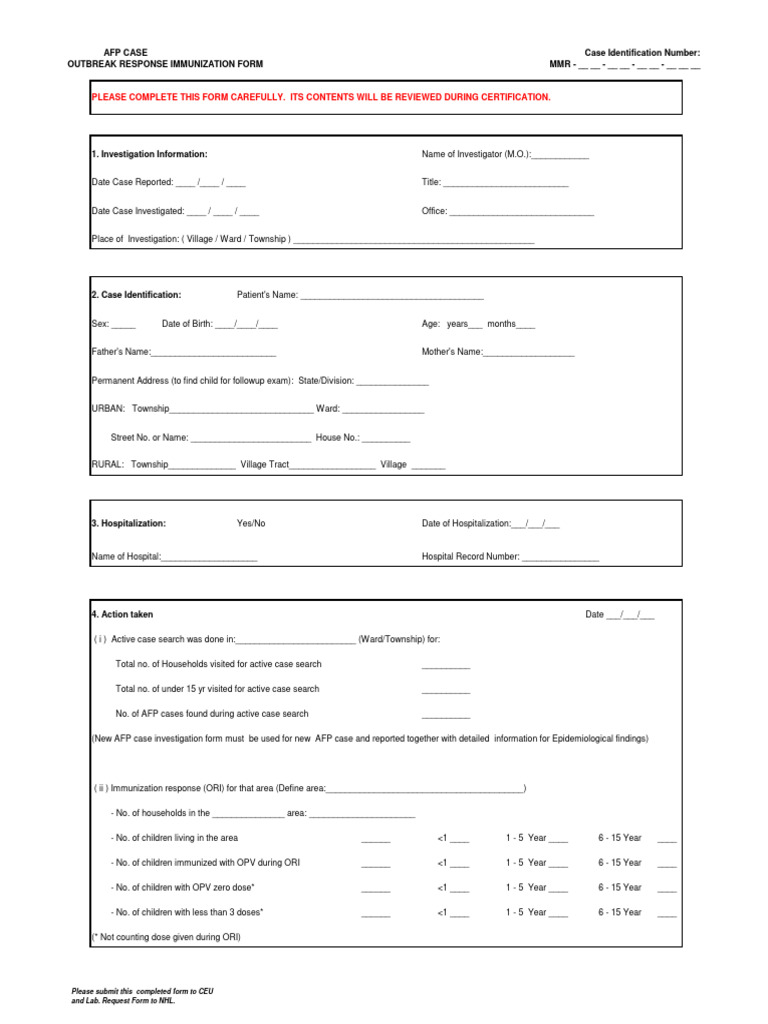 AFP Immunization Response Form | PDF | Immunology | Medical Specialties