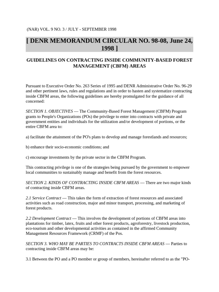CBFM Contracting Guidelines 1998 | PDF | Contractual Term | Business