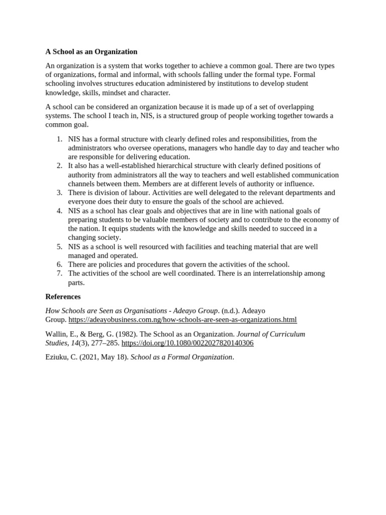 A School As An Organization | PDF