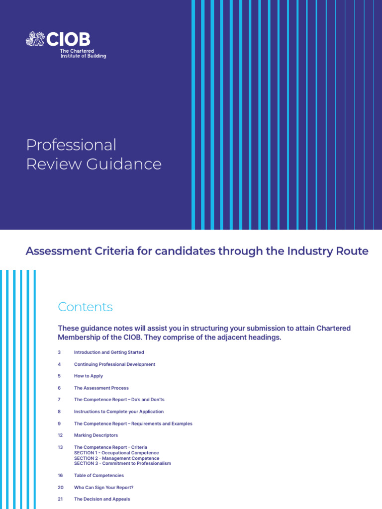 CIOB Chartered Membership Application Guide | PDF | Occupational Safety ...