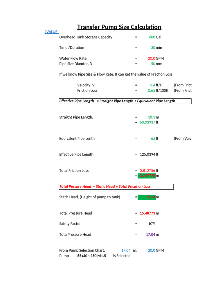 Transfer Pump Sizing and Calculation Guide | PDF | Process Engineering ...