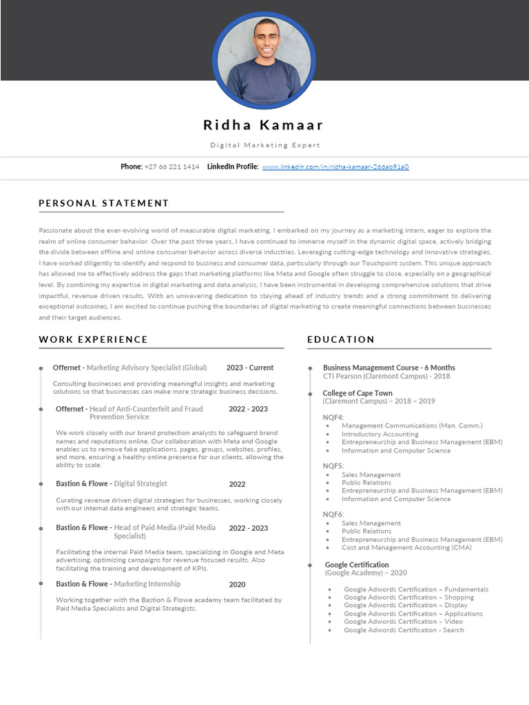 Digital Marketing Expertise of Ridha Kamaar | PDF | Digital Marketing ...