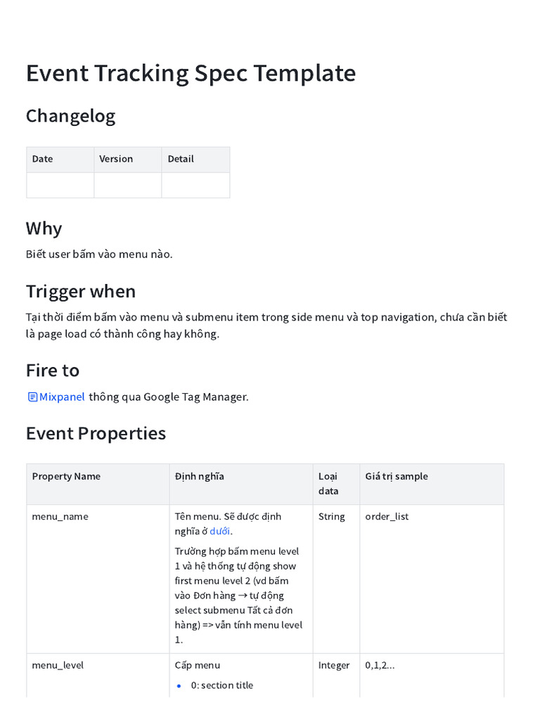 Event Tracking Spec Template | PDF