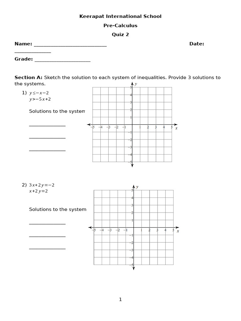 Pre-Calculus Quiz on Inequalities and Operations | PDF