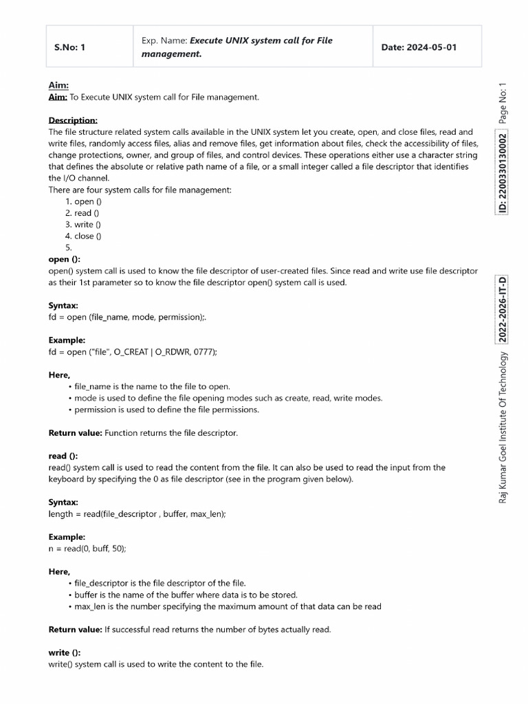 Operating Syste Lab Record 2024 05 24 | PDF