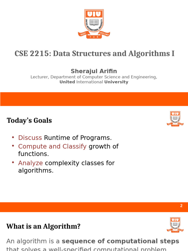 DSA I Week 1 Lecture 2 | PDF | Time Complexity | Algorithms