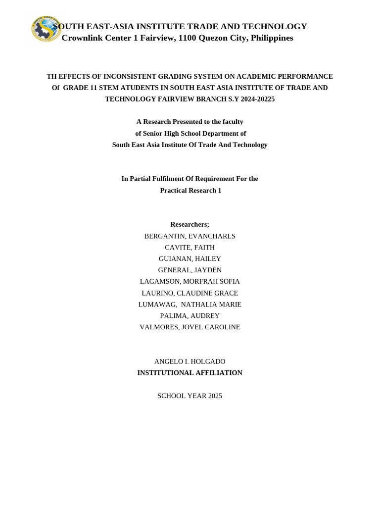 THE EFFECTS OF INCONSISTENT GRADING SYSTEM ON ACADEMIC PERFORMANCE OF ...