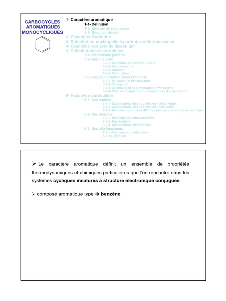 Réactivité et Caractère Aromatique des Monocycles | PDF | Réaction ...