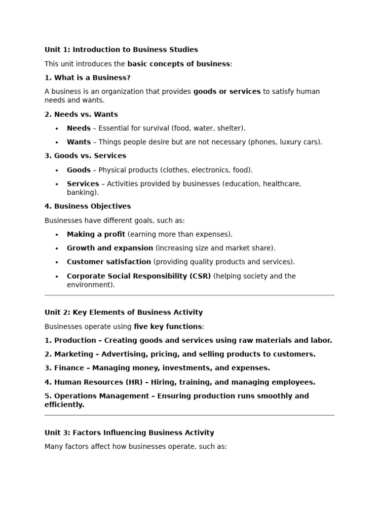Introduction to Business Studies Guide | PDF | Debits And Credits ...