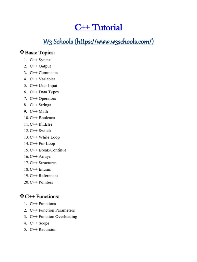Learning C++ (From Basic To Advanced) | PDF | C++ | Method (Computer ...