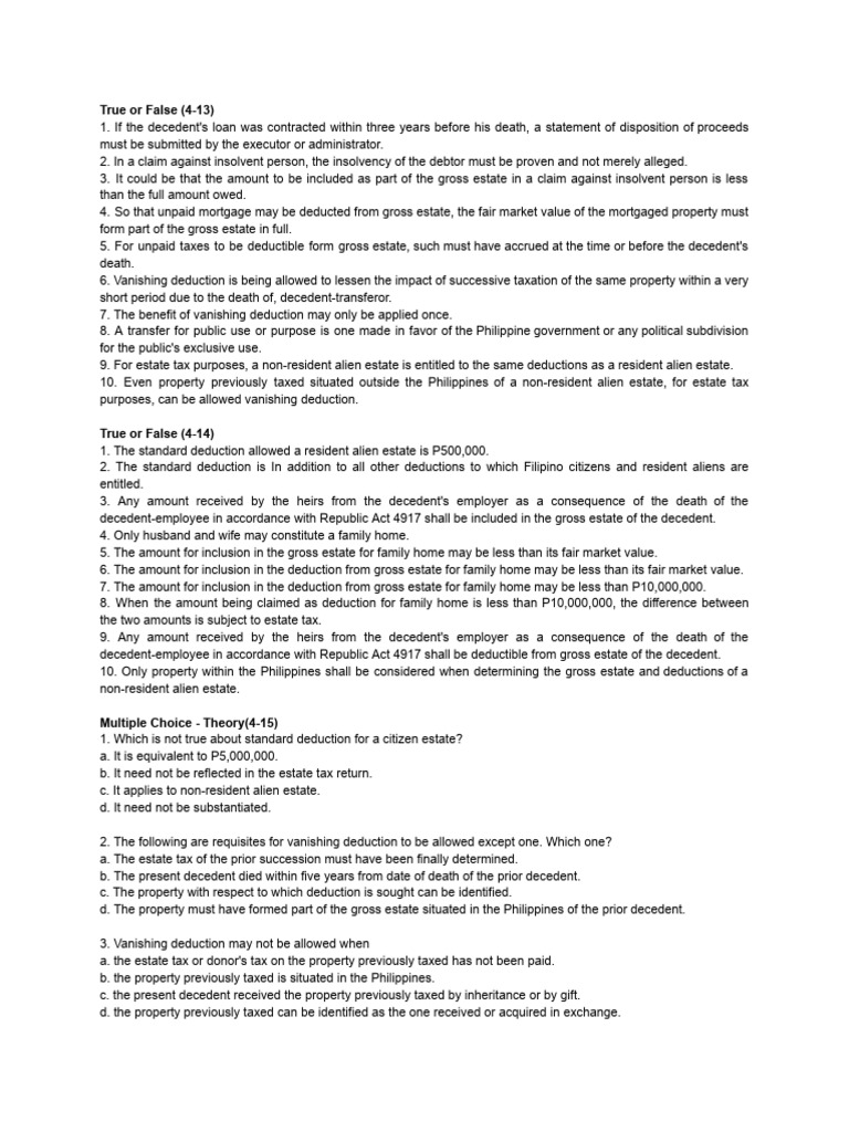 Tax Chapter 4 Assignment | PDF | Estate Tax In The United States | Tax ...