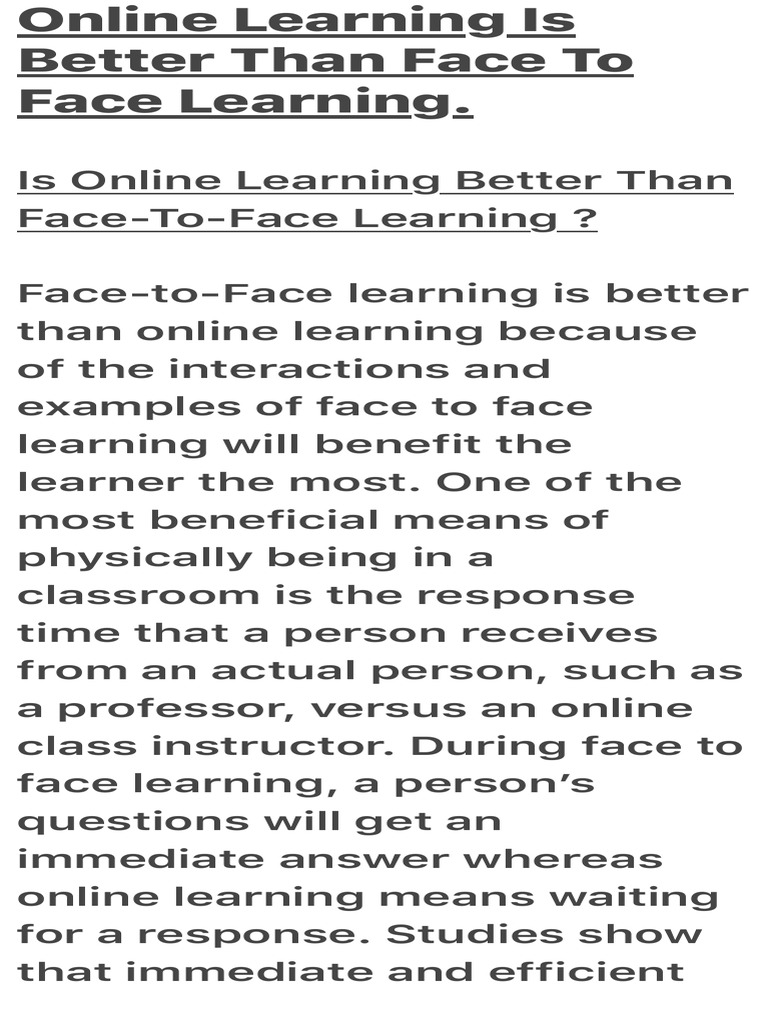 Online Learning Is Better Than Face To Face Learning. | PDF ...
