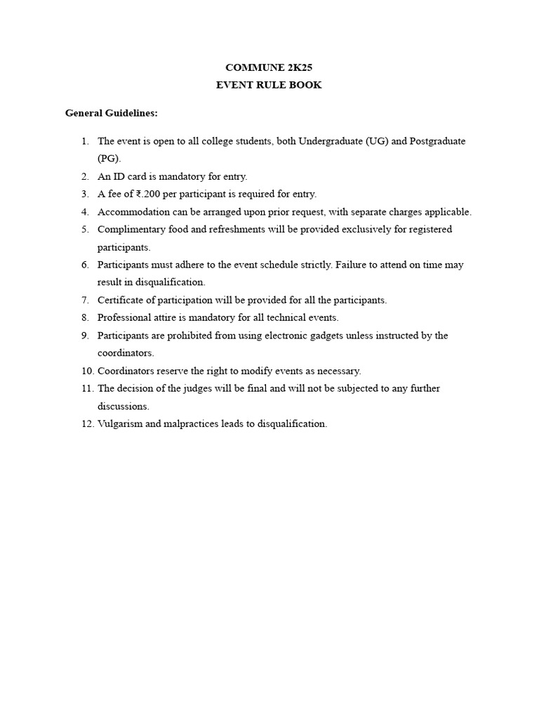 Commune 2K25 Event Rule Book | PDF | Auction