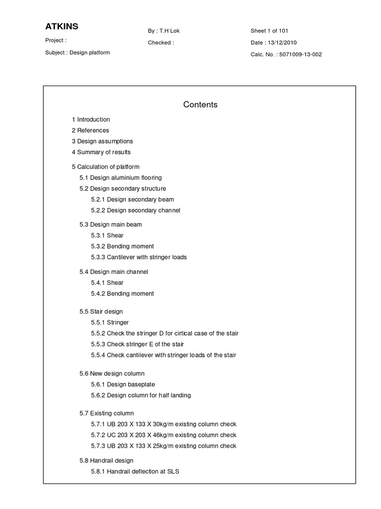 Platform Design Calculations in Mathcad 13 | PDF | Bending | Beam ...