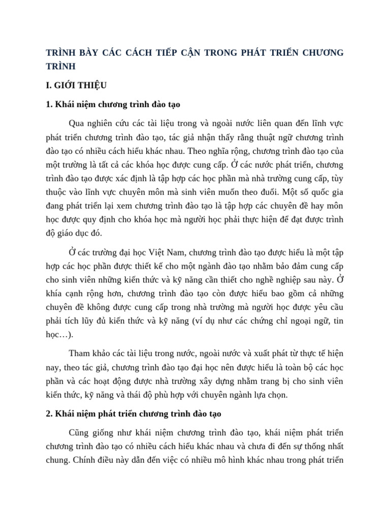 Trình Bày Các Cách Tiếp Cận Trong Phát Triển Chương Trình | PDF