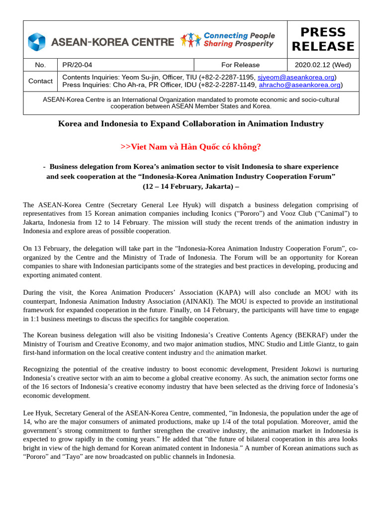 PR Animation Industry Forum ENG Final | PDF | Indonesia | International ...