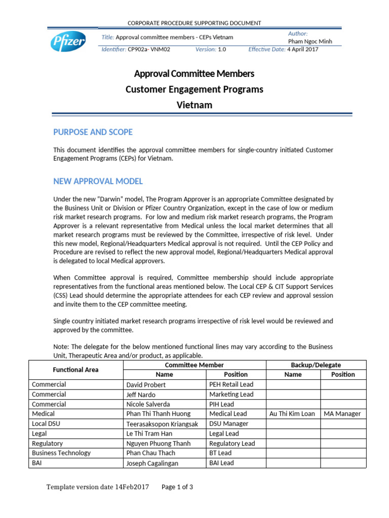 CP902a-VNM02 CEP Approvers Template - 14feb2017 - Final VNM | PDF