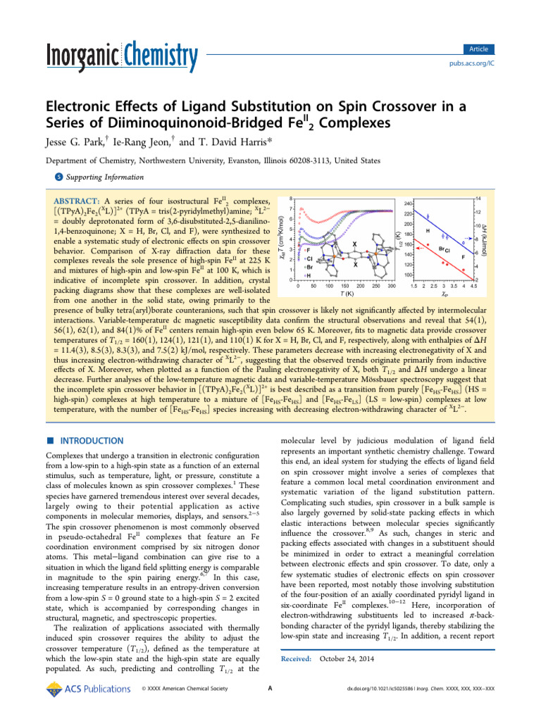 2014 Acs Electronic Effects of Ligand Substitution On Spin Crossover in ...