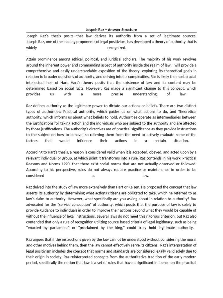 Raz's Theory of Legal Authority | PDF | Jurisprudence | Applied Philosophy