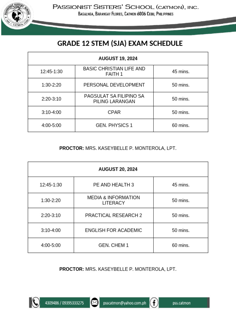 Grade 12 & 11 Exam Schedule 2024 | PDF | Science
