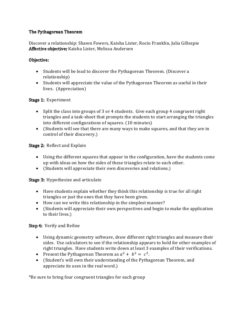 Appreciation Lesson Plan | PDF | Theorem | Triangle