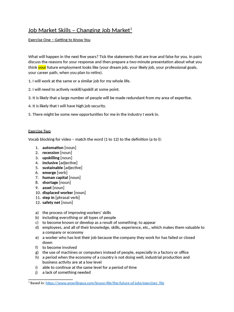 Job Market Skills for Future Employment | PDF | Human Capital | Employment