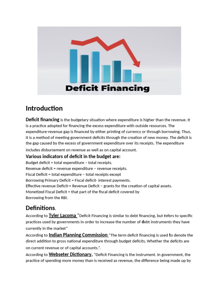 Deficit Financing: Concepts and Impacts | PDF | Deficit Spending ...