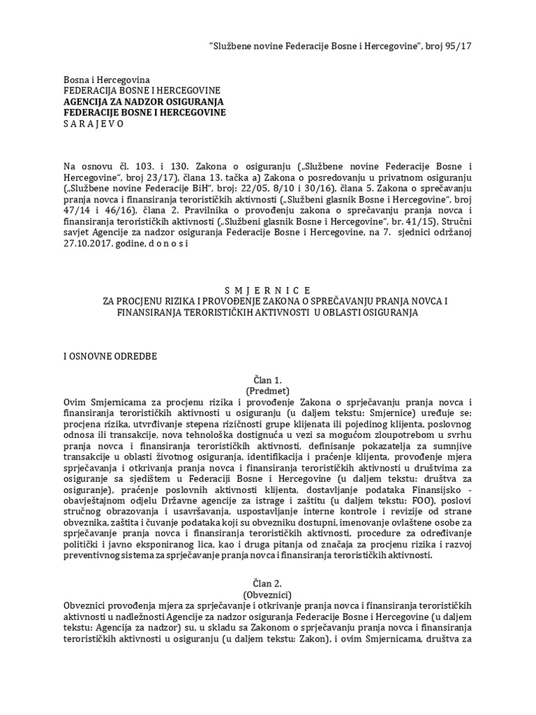 Smjernica Za Procjenu Rizika U Osiguranju | PDF