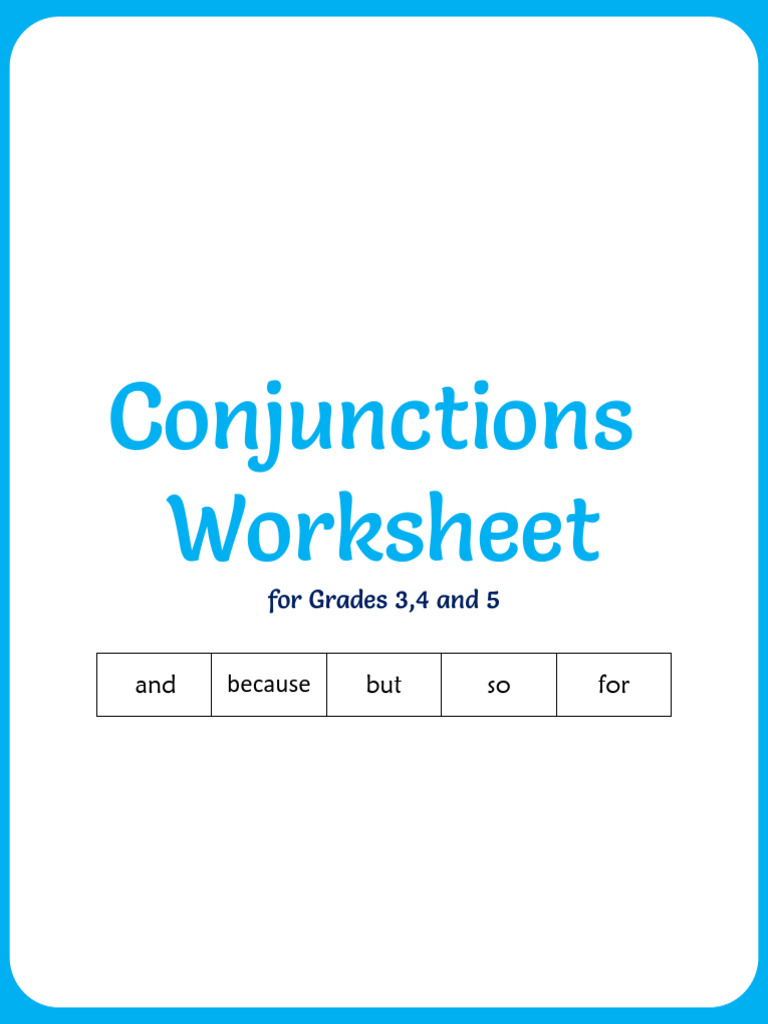 Conjunctions Worksheet For Grade 34 and 5 Exercise 13 | PDF