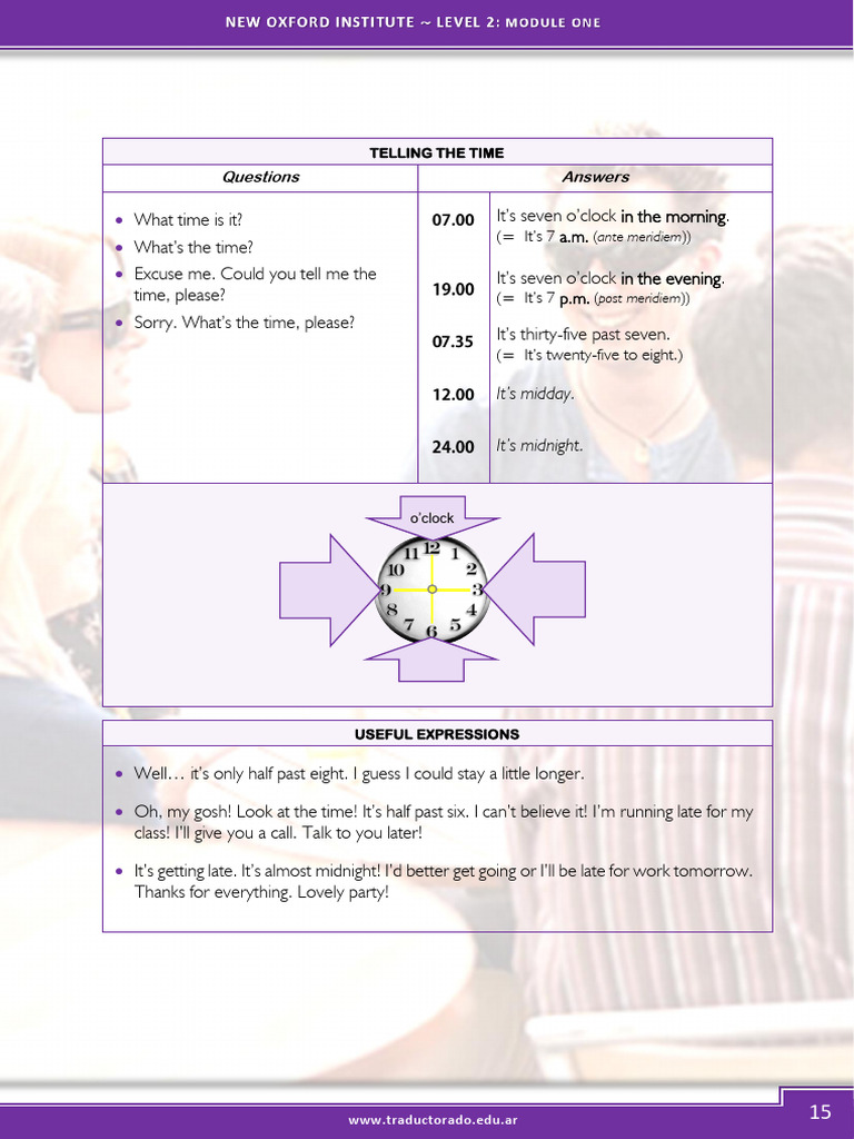 Time Telling and Apologies Guide | PDF