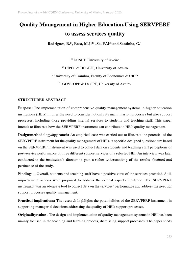 Rodrigues - Et - Al - 2020 - Quality Management in Higher Education ...