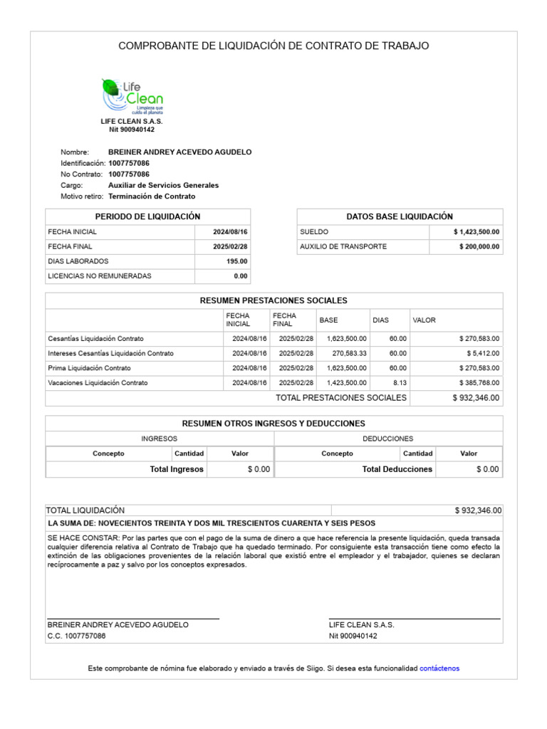 BREINER ANDREY ACEVEDO AGUDELO (Liquidacion) | PDF | Economias | Business
