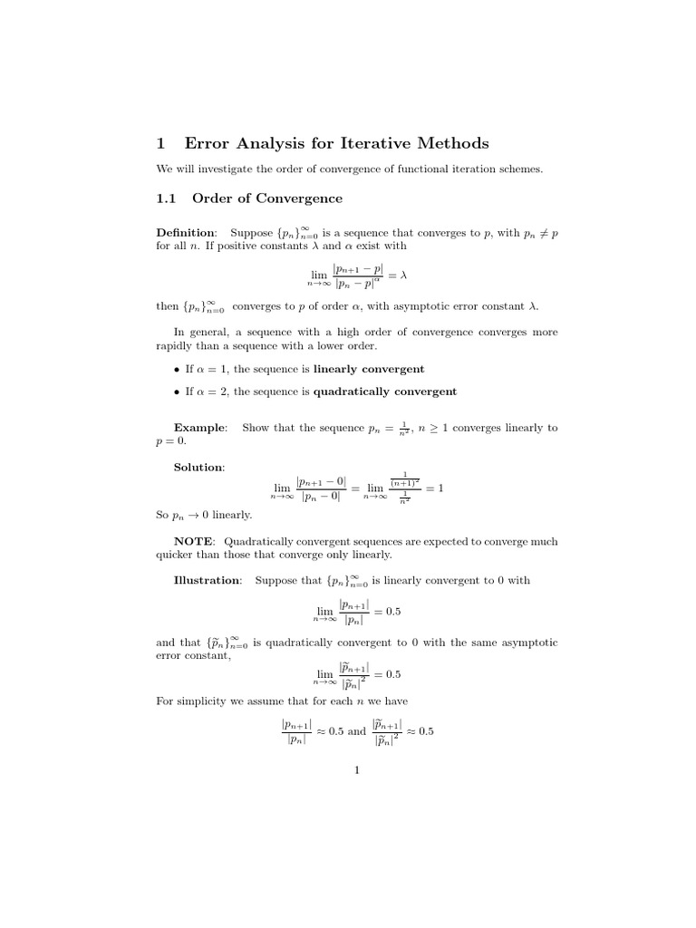 Error Analysis of Iterative Convergence | PDF | Mathematics Of ...