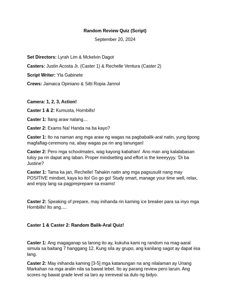 Random Review Quiz PDF