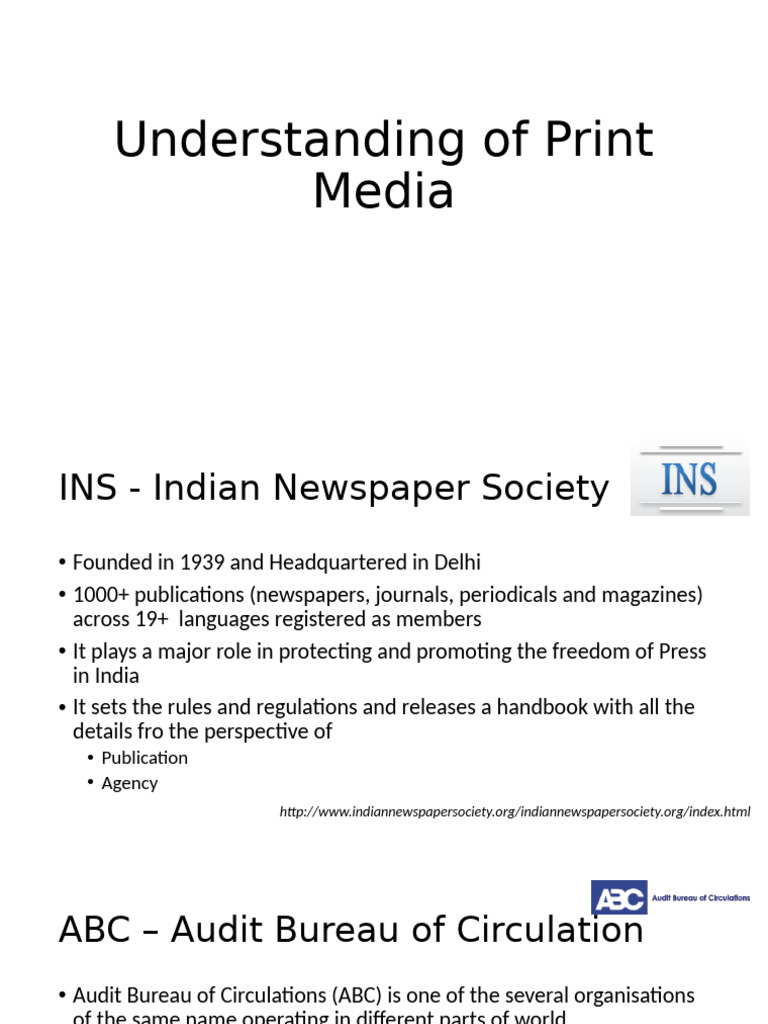 Understading of Print Media | PDF | Newspapers | Publishing