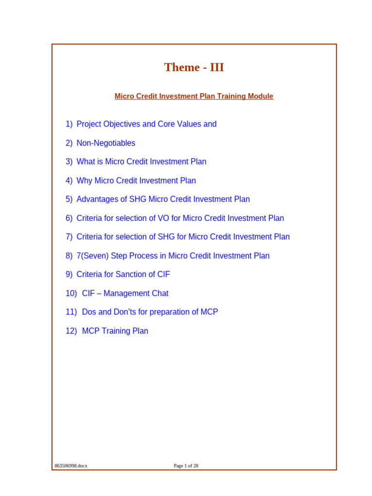 MCP Training for SHG Development | PDF | Poverty | Poverty & Homelessness
