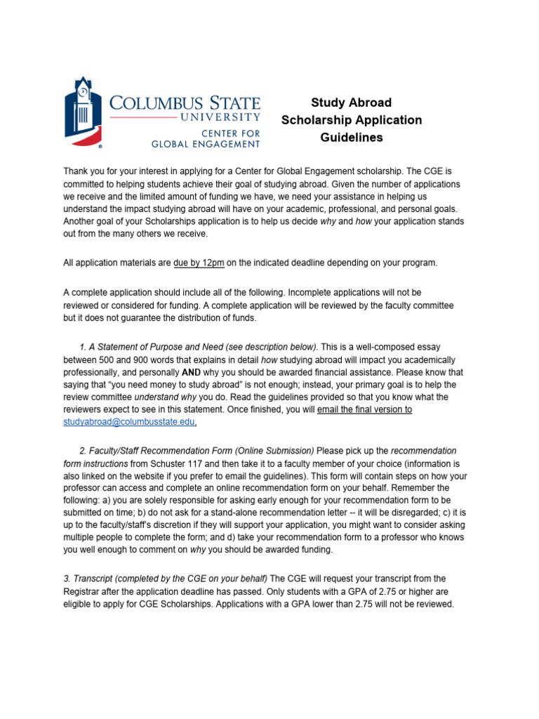 Scholarship Application Guidelines | PDF | Essays | International Student