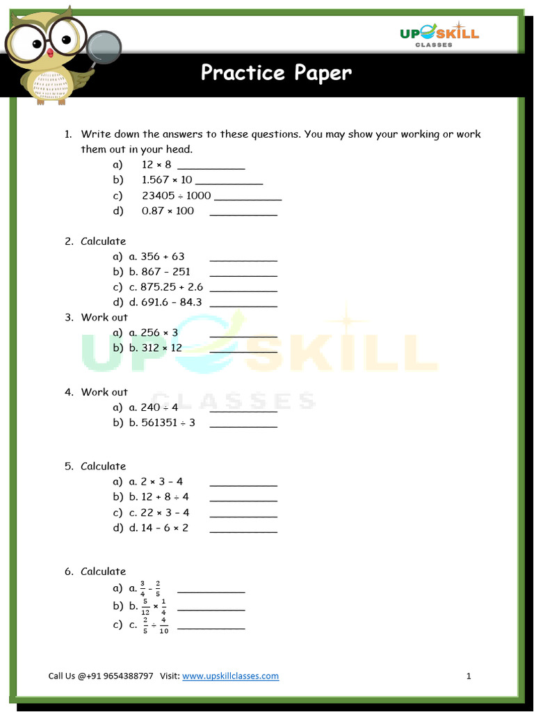 KS2_Practice Paper_UPSC-Y5 | PDF