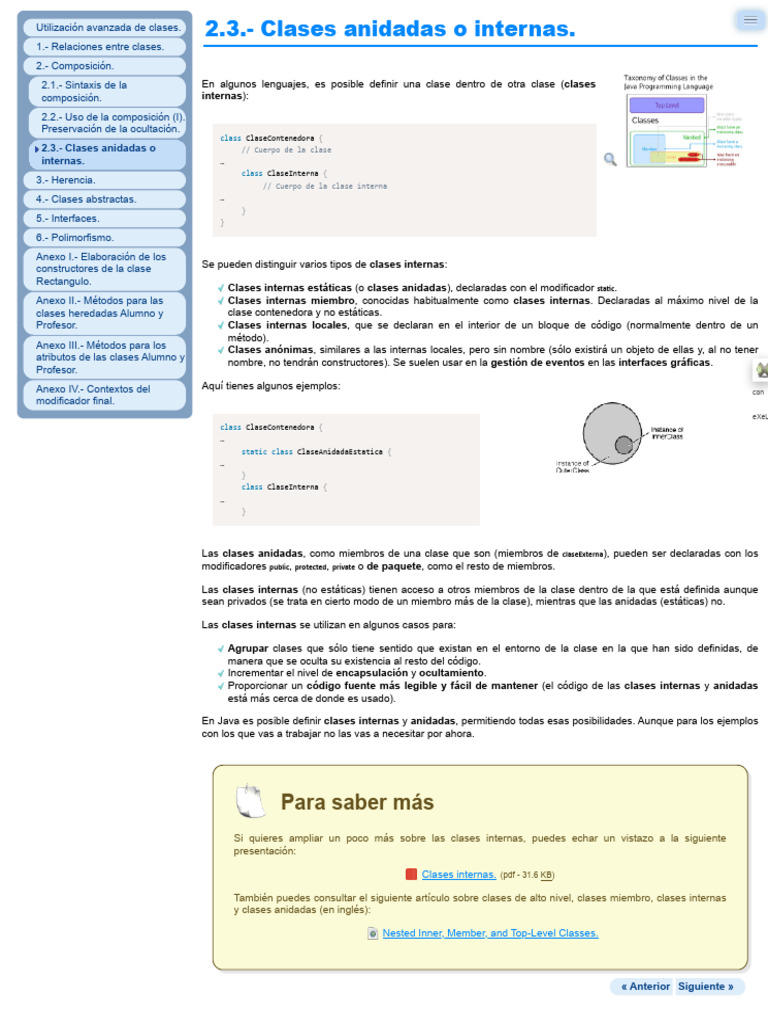 Clases Anidadas en Programación Java | PDF | Herencia (Programación ...