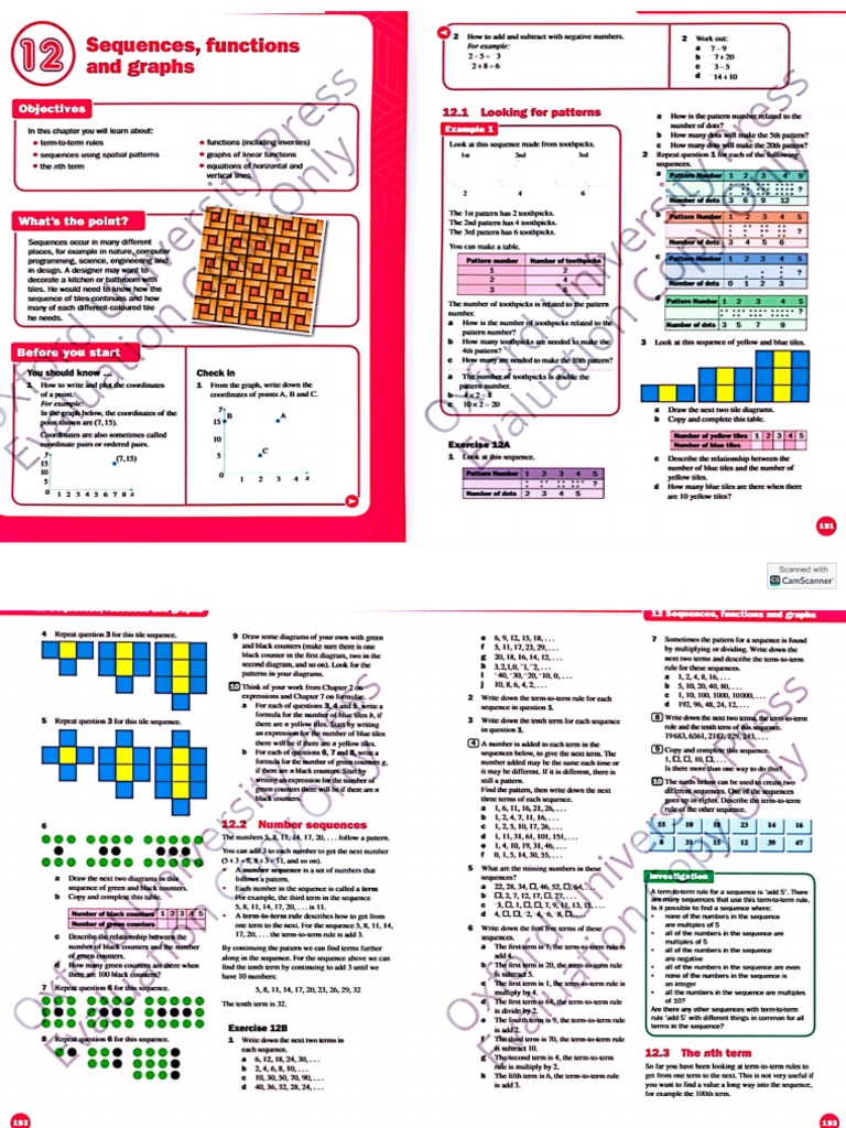 CH 12 - Sequences, Functions and Graphs | PDF