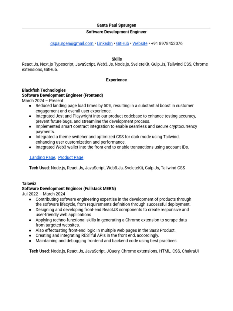 Paul's Resume | PDF | Java Script | Software Development